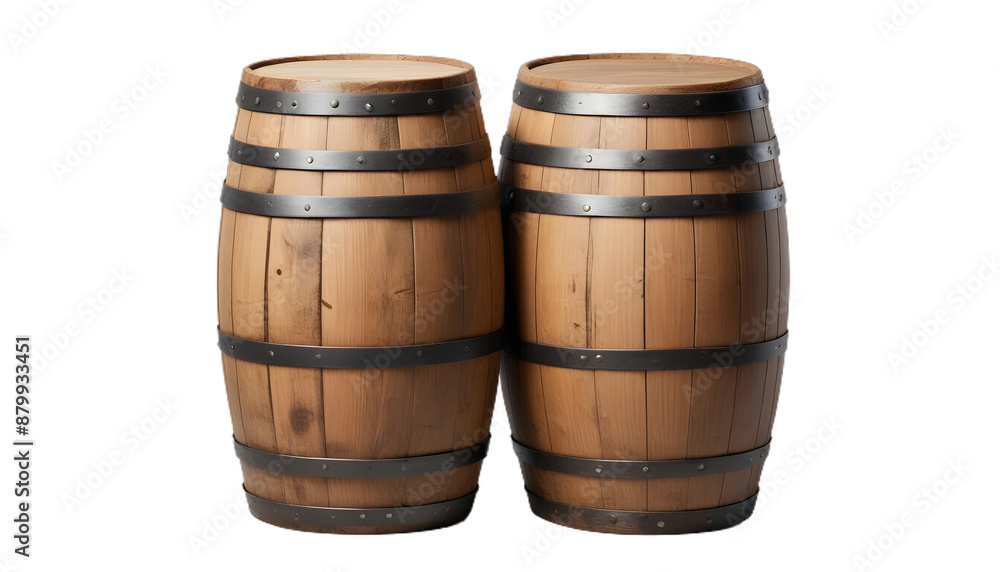 Obraz premium Wooden oak barrels, cut out