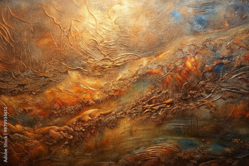 Fototapeta premium bronze oil paint on canvas, abstract background, closeup