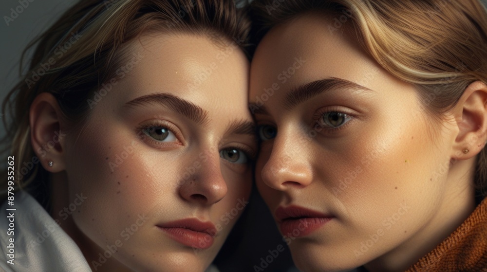 Young lesbian couple isolated on a black background Young lesbian couple isolated on a black background