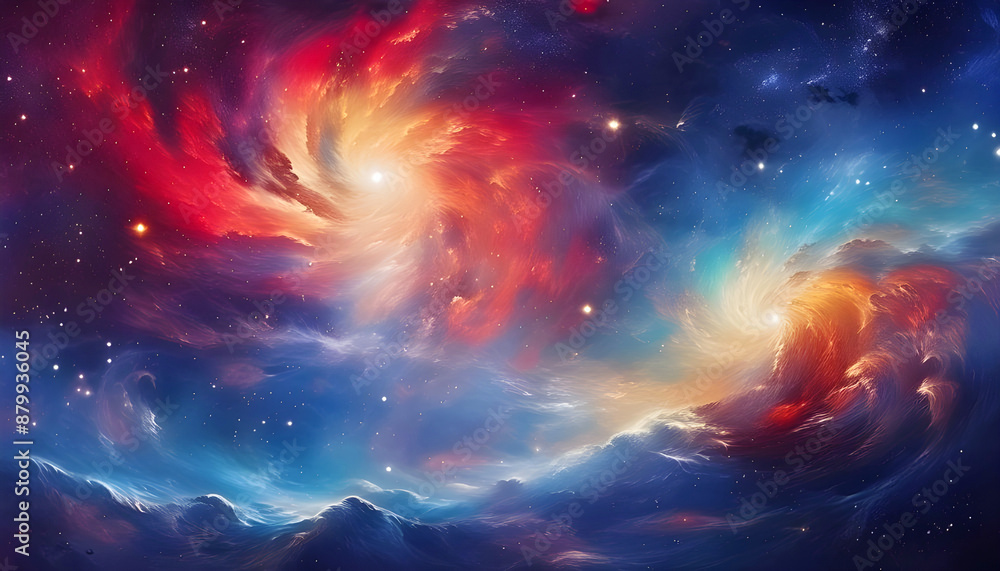 Cosmic voyage, celestial dance of space scene with swirling galaxy, nebula, and distant planet, power and energy of swirling galaxies and dark matter in space, glowing star fantastic background Cosmic voyage, celestial dance of space scene with swirling galaxy, nebula, and distant planet, power and energy of swirling galaxies and dark matter in space, glowing star fantastic background