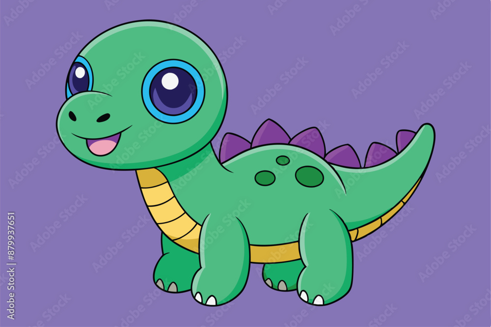 Fototapeta premium Adorable Dinosaur Vector Illustration: Cartoon, Clipart, Line Art Design