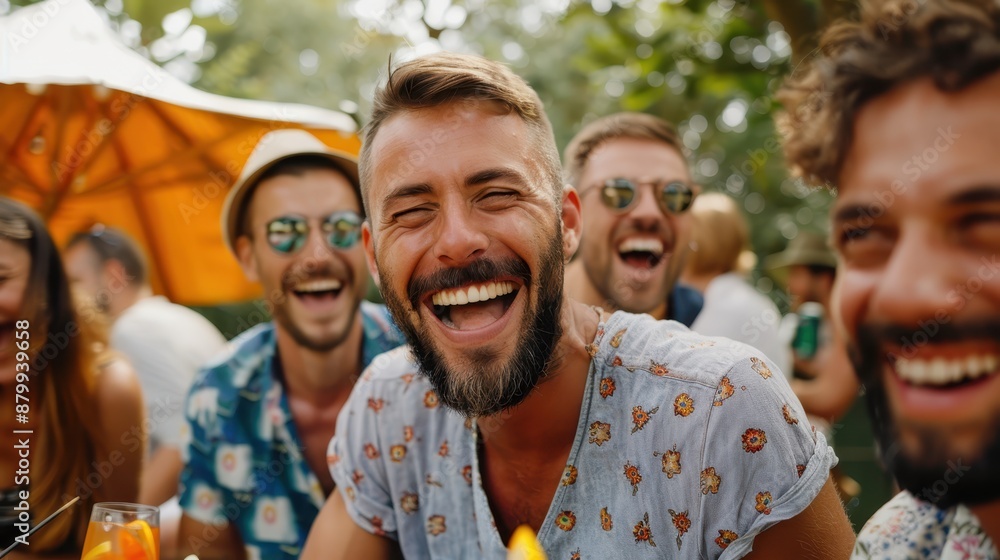 A lively scene at a garden party with friends laughing heartily, capturing the essence of carefree joy, friendship, and the enjoyment of spending time together outdoors. A lively scene at a garden party with friends laughing heartily, capturing the essence of carefree joy, friendship, and the enjoyment of spending time together outdoors.