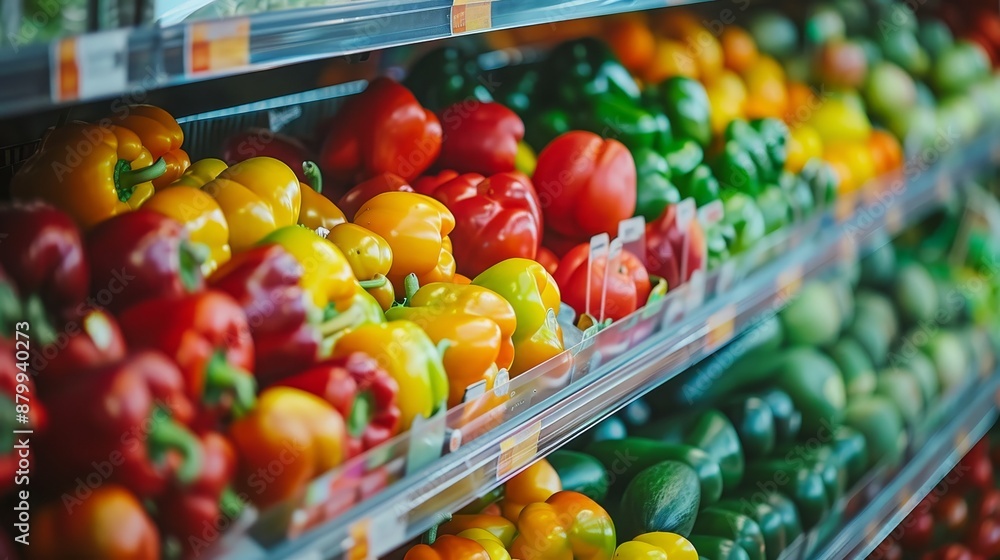 Fresh vegetables on grocery store shelves with blurred background for search visibility Fresh vegetables on grocery store shelves with blurred background for search visibility