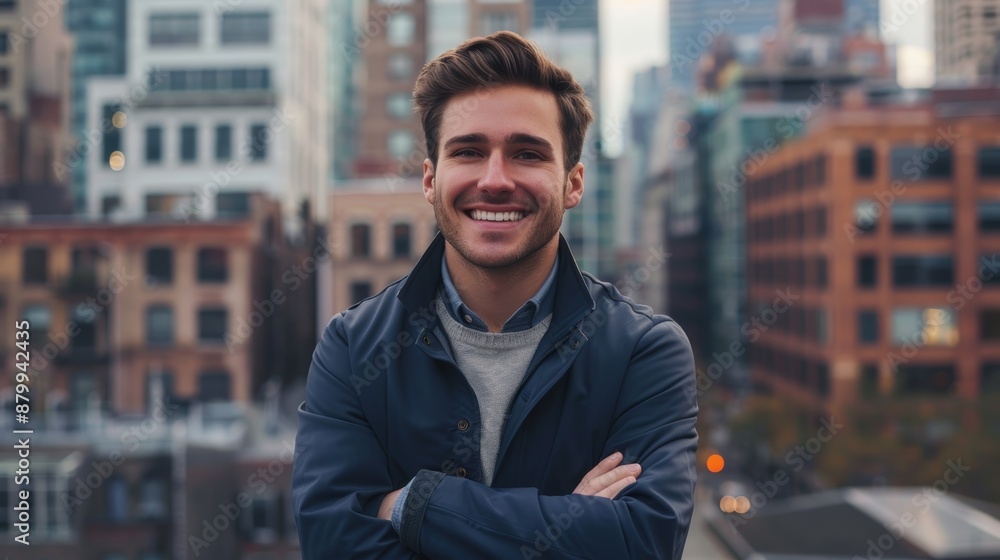 Portrait of pleased businessman, real estate agent, or property investment agent with career pride. San Francisco architect, mockup, or business employee with arms crossed. Portrait of pleased businessman, real estate agent, or property investment agent with career pride. San Francisco architect, mockup, or business employee with arms crossed.