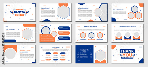 Education PowerPoint presentation slides template design. Use for modern keynote presentation background, brochure design, website slider, landing page, annual report, 