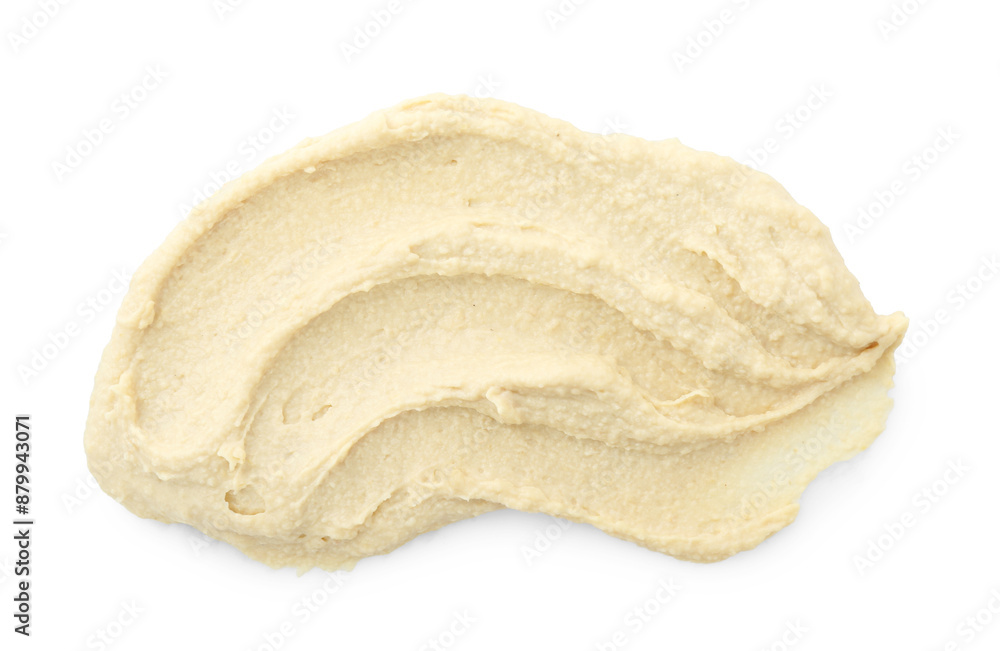 Sample of delicious hummus isolated on white, top view Sample of delicious hummus isolated on white, top view
