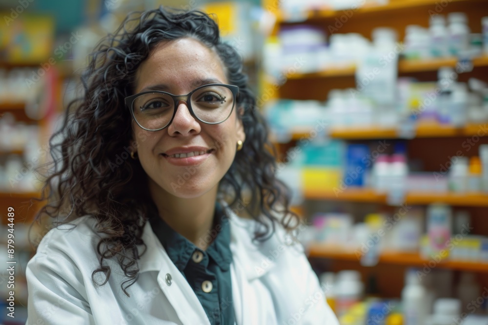 Happy woman in pharmacy, pharmaceutical shop, or healthcare dispensary. Help from hospital retail manager, inventory stock product, or medicinal pharmacist Happy woman in pharmacy, pharmaceutical shop, or healthcare dispensary. Help from hospital retail manager, inventory stock product, or medicinal pharmacist