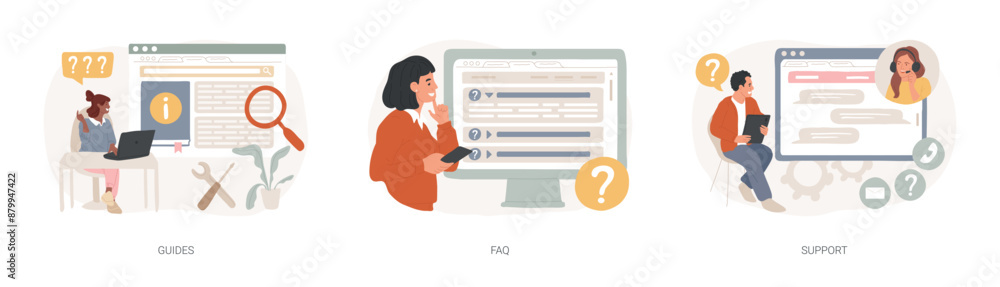 Website menu bar isolated concept vector illustration set.