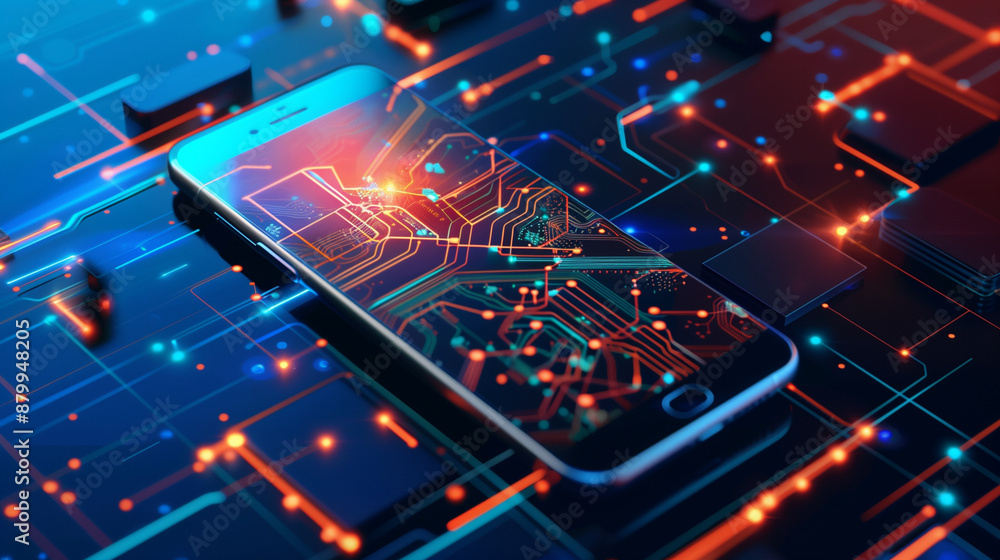 Smartphone with AI symbols in the background, showcasing artificial intelligence and advanced technology. Perfect for AI projects, tech startups, and innovation campaigns. Smartphone with AI symbols in the background, showcasing artificial intelligence and advanced technology. Perfect for AI projects, tech startups, and innovation campaigns.