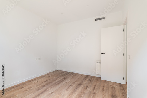 Wallpaper Mural Room with wooden floors, white walls, minimalist style, for clean and bright aesthetic Torontodigital.ca
