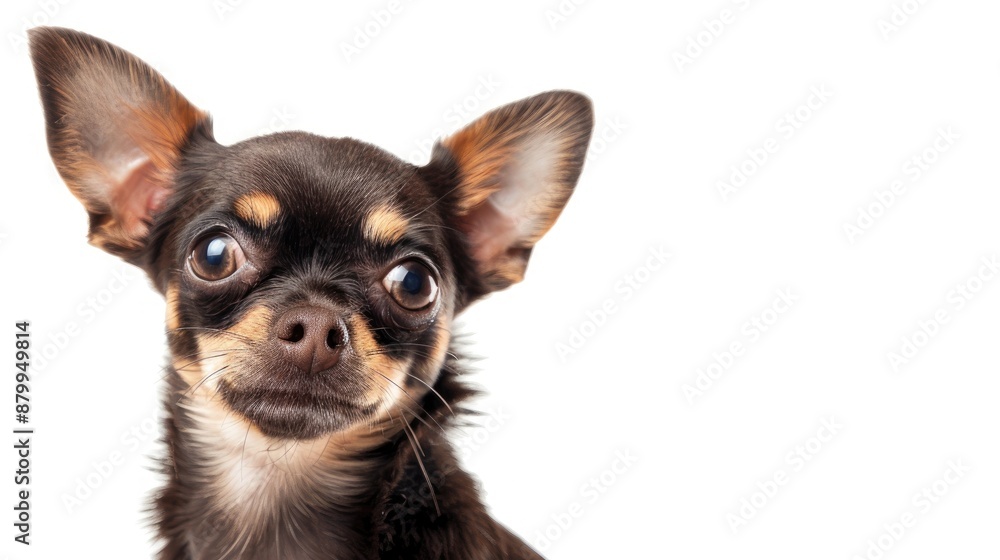 Humorous puppy chihuahua on white backdrop Humorous puppy chihuahua on white backdrop