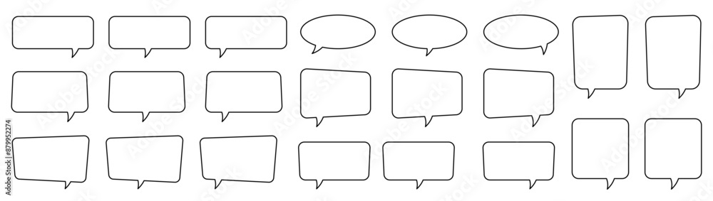 Speech bubble, speech balloon, chat bubble line art icon for apps and websites. Speech bubble, speech balloon, chat bubble line art icon for apps and websites.