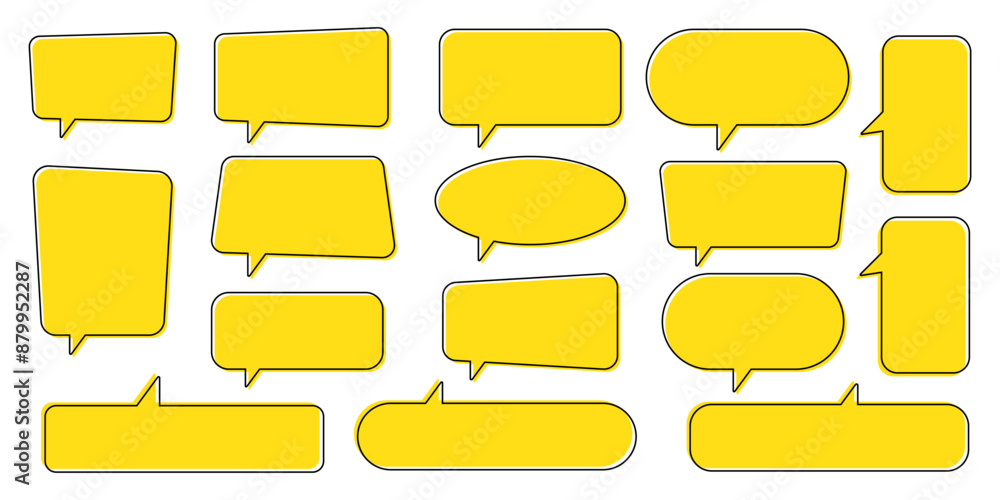 Chat bubble in yellow, quote background, Speech bubble, message box set.