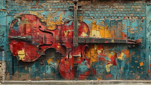 Cello Mural on Brick Wall