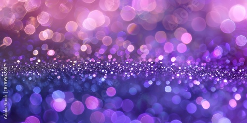 A stunning purple glitter bokeh background with abstract lights creating a magical and festive atmosphere.