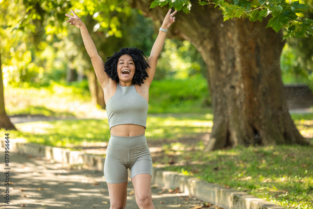 Cute woman in summer sportswear looking excited and happy Cute woman in summer sportswear looking excited and happy