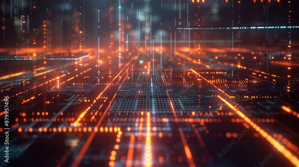 Fototapeta premium Illuminated Network: Abstract Digital Interface Representing Futuristic Online Commerce