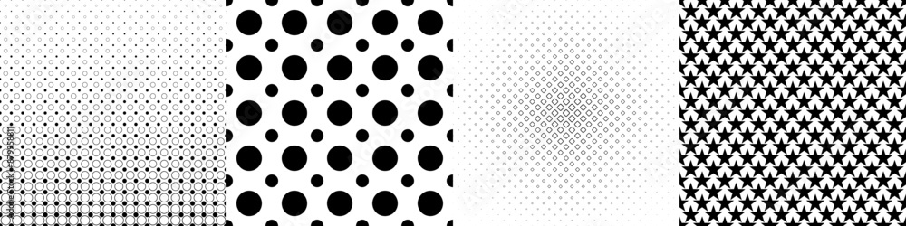 Fototapeta premium Monochrome geometrical pattern collection