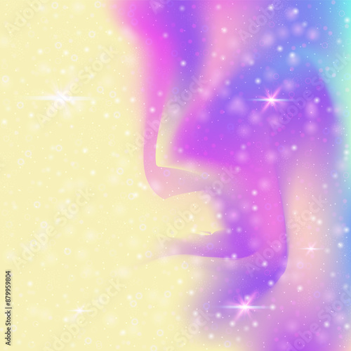 Princess Gradient. Purple Magic Pattern. Girl Hologram. Iridescent Girlish Mesh. Pink Universe Background. Blue Colorful Invitation. Kawaii Glitter. Party Princess Gradient.