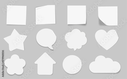 tags or cutouts realistic new shapes sticky notes and tags paper shapes realistic with shadow