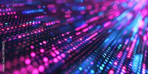 Wallpaper Mural A digital matrix with streaming lights and binary codes portrays data flow and technology advancements Torontodigital.ca