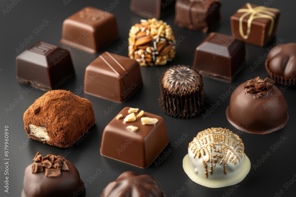 A bunch of chocolates arranged on a table A bunch of chocolates arranged on a table