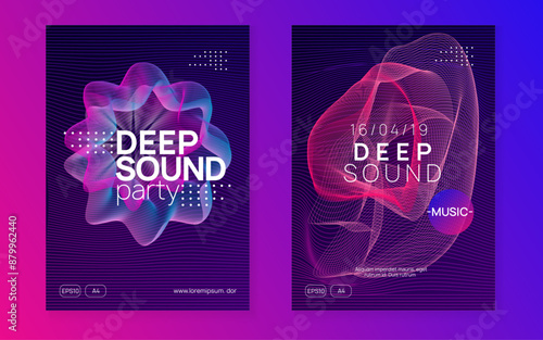 Fest Event. Violet Discotheque Background. Nightclub Disco Illustration. Blue Party Banner. Dance Concert Graphic. Dj Magazine. Trance Invite. Green Fest Event