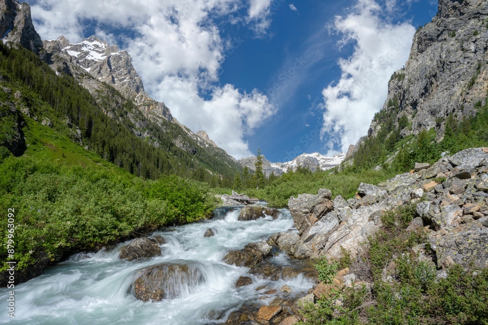 Stunning mountain landscape with a flowing river in Yellowstone Park Stunning mountain landscape with a flowing river in Yellowstone Park