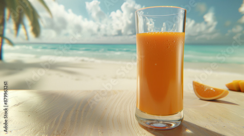 Refreshing Orange Juice On A Sunny Beach Day