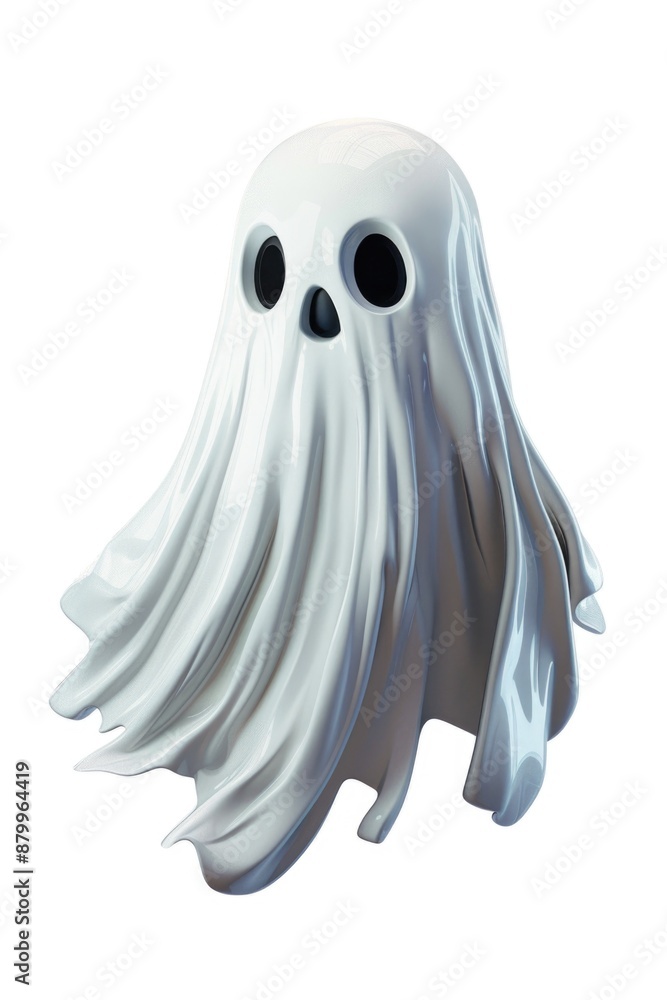 Ghostly figure with skull on its head and white sheet draped over it Ghostly figure with skull on its head and white sheet draped over it