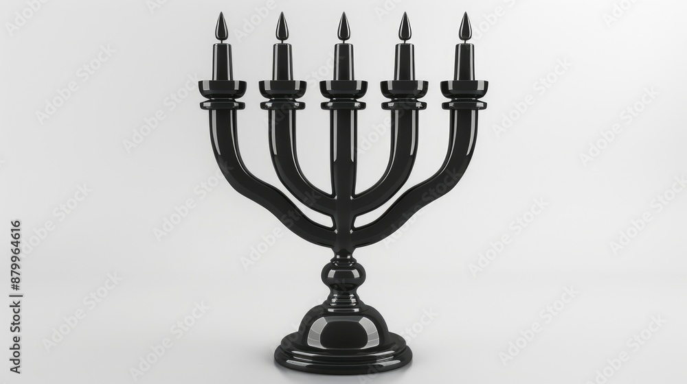 Black candle holder with five candles on it Black candle holder with five candles on it