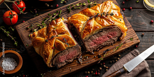 Beef wellington on the table photo