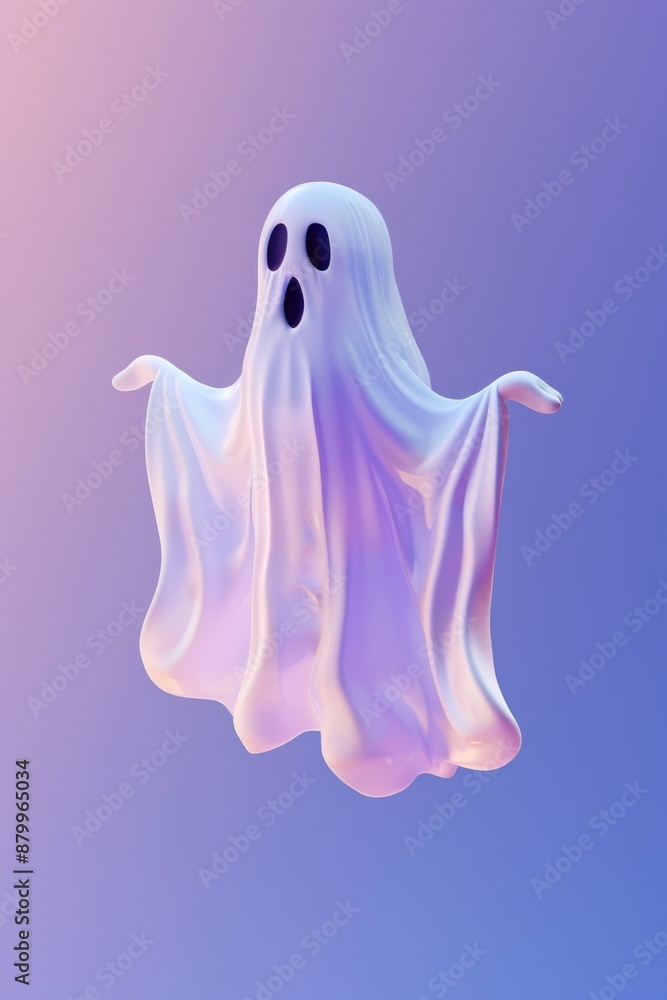 Ghostly figure with wide open mouth and look of surprise Ghostly figure with wide open mouth and look of surprise