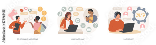 Customer loyalty isolated concept vector illustration set.