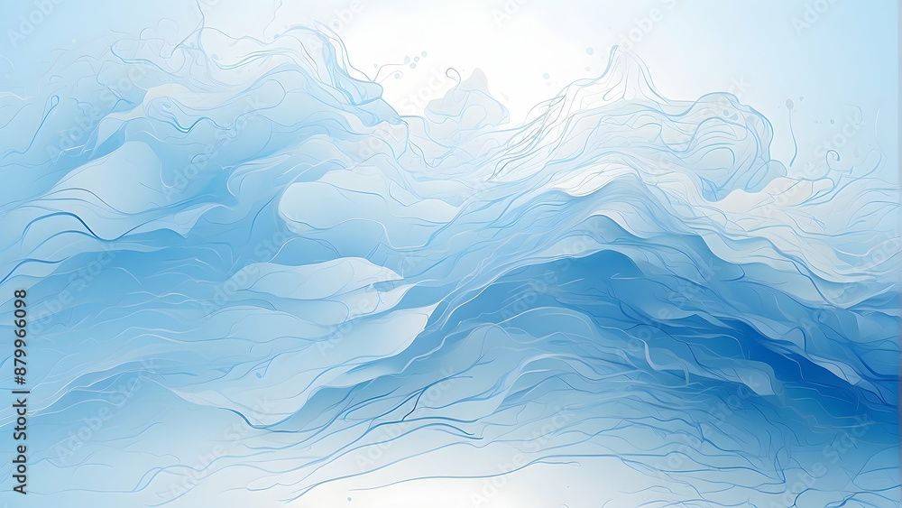 Obraz premium Abstract blue flowing lines on a white background