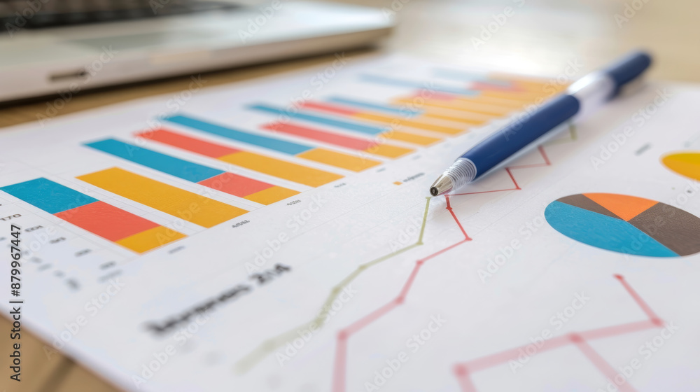 Business charts and graphs with pen on paper Business charts and graphs with pen on paper