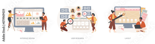 User interface development isolated concept vector illustration set.