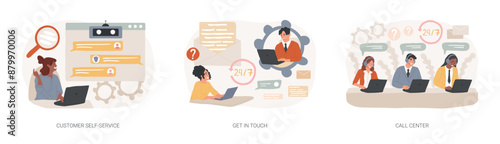 Help line isolated concept vector illustration set.