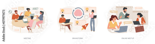 Team communication isolated concept vector illustration set.