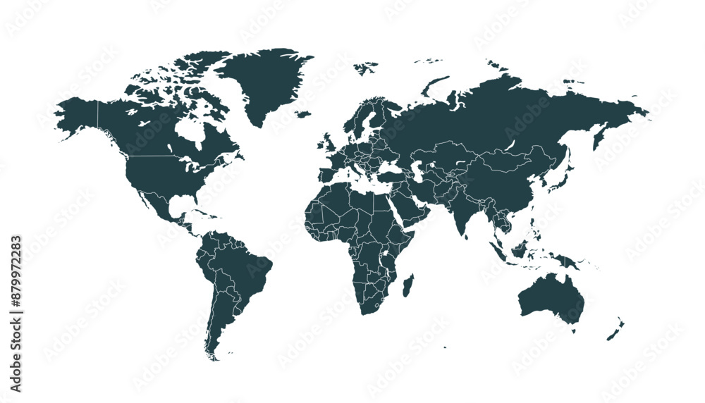 Fototapeta premium World map. Modern black vector map. Silhouette map