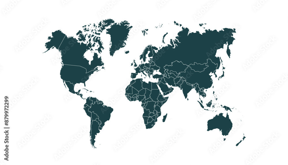 Obraz premium World map. Modern black vector map. Silhouette map