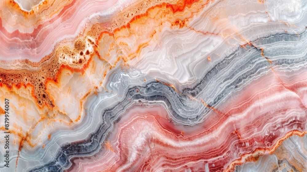 Close-up of Marble Texture in Orange and Grey Tones Close-up of Marble Texture in Orange and Grey Tones