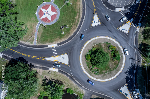 Aerial view of rotary in summer from Pepperell, MA  photo