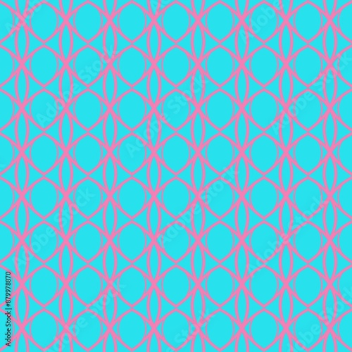 Pink seamless geometric pattern on a blue background