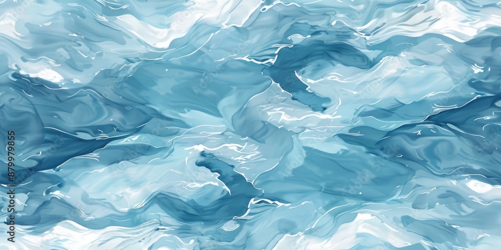 Obraz premium Image is blue and white watercolor painting of wave