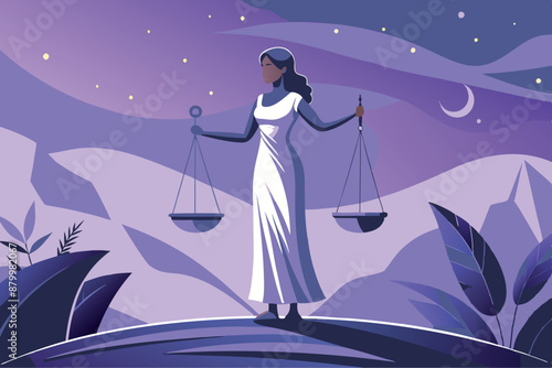 Illustration of girl symbolizing Libra zodiac sign. Astrological horoscope sign. Astrology clipart