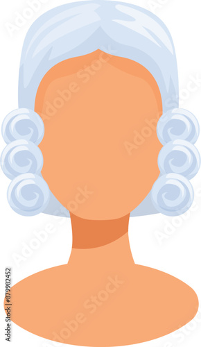 Judge is presiding over a court case, wearing a traditional white curly wig on their head