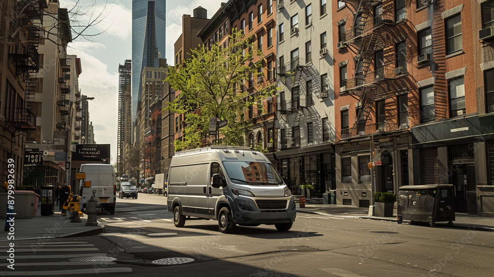 High end small work van in the city. High end small work van in the city.