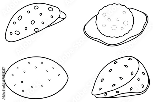 Chapati Line Art Traditional Indian Bread Illustration