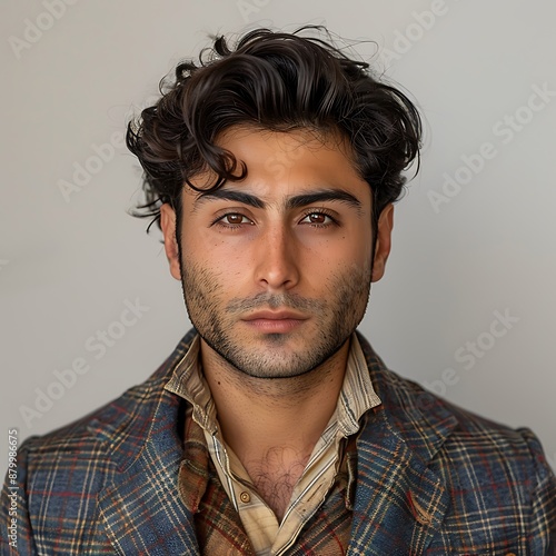 passport photo of a young European man at the beginning of the 20th century.